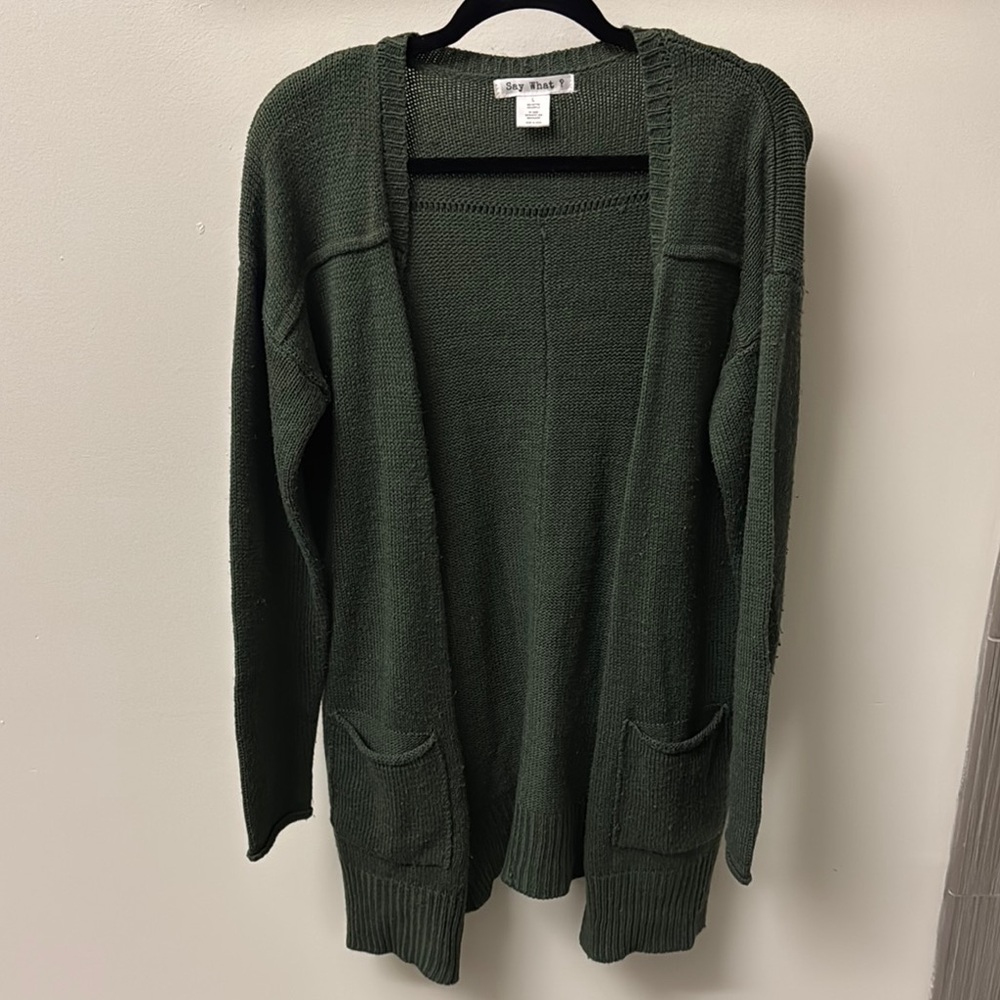 Say What? Cardigan Size L Color Green